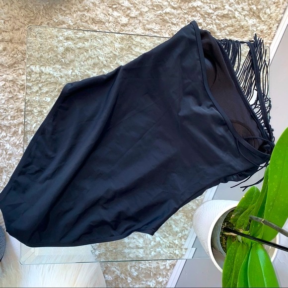 Boston Proper Black Fringe One-Piece Swimsuit - Picture 2 of 6
